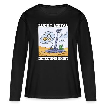 Metal Detectorist Metal Detecting - Frauen Premium Bio Langarmshirt - Schwarz - Vorne - Julia (174cm)