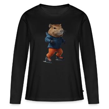 Wasserschwein - Frauen Premium Bio Langarmshirt - Schwarz - Vorne - Julia (174cm)