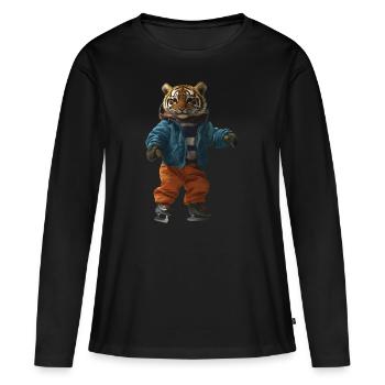 Tiger - Frauen Premium Bio Langarmshirt - Schwarz - Vorne - Julia (174cm)