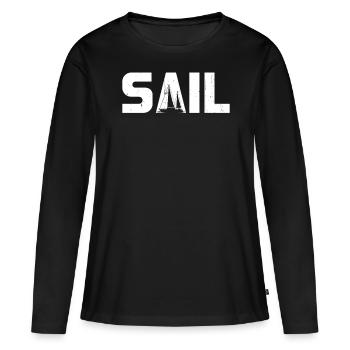 Voile nautique Voilier Capitaine Ponton Dériveur - T-shirt manches longues Premium bio Femme - noir - Devant - Julia (174cm)