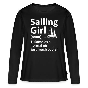 Sailing Girl drôle définition voilier dériveur - T-shirt manches longues Premium bio Femme - noir - Devant - Julia (174cm)