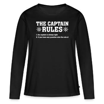 Le capitaine règne sur le drôle de marin dériveur de mer - T-shirt manches longues Premium bio Femme - noir - Devant - Julia (174cm)