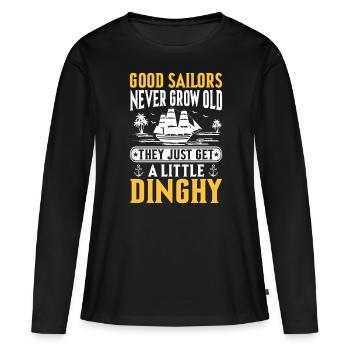 drôle marin dériveur voilier capitaine de mer voile - T-shirt manches longues Premium bio Femme - noir - Devant - Julia (174cm)