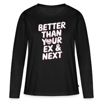 Mieux que votre ex et votre prochaine rupture Single Party - T-shirt manches longues Premium bio Femme - noir - Devant - Julia (174cm)