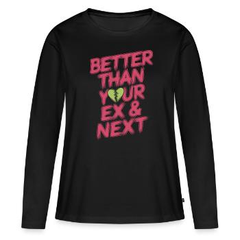 Mieux que votre ex et votre prochaine rupture Single Party - T-shirt manches longues Premium bio Femme - noir - Devant - Julia (174cm)