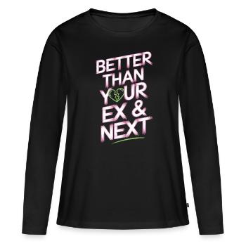 Mieux que votre ex et votre prochaine rupture Single Party - T-shirt manches longues Premium bio Femme - noir - Devant - Julia (174cm)