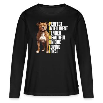 Pitbull Lustige Definition Pitbull Welpe Pittie Hund - Frauen Premium Bio Langarmshirt - Schwarz - Vorne - Julia (174cm)