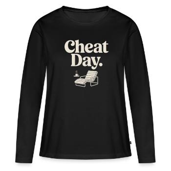 Cheat Day Fitness Enjoyment Break Training Workout - Women's Premium Organic Long Sleeve Shirt - black - Front - Julia (174cm)