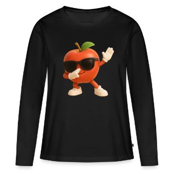 Apfel - Frauen Premium Bio Langarmshirt - Schwarz - Vorne - Julia (174cm)