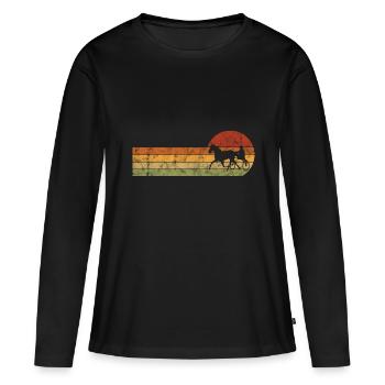 Trotter courses de trot dans un style rétro ou vintage - T-shirt manches longues Premium bio Femme - noir - Devant - Julia (174cm)