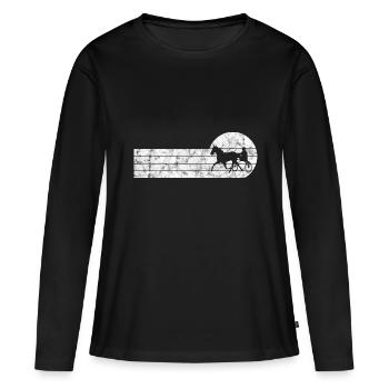 Trotter courses de trot dans un style rétro ou vintage - T-shirt manches longues Premium bio Femme - noir - Devant - Julia (174cm)
