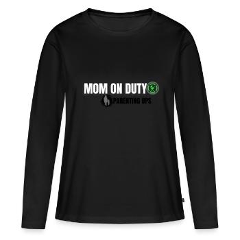 Mom on duty. Humour maman. - T-shirt manches longues Premium bio Femme - noir - Devant - Julia (174cm)