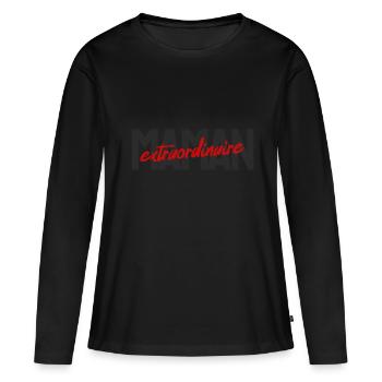 Maman extraordinaire - T-shirt manches longues Premium bio Femme - noir - Devant - Julia (174cm)