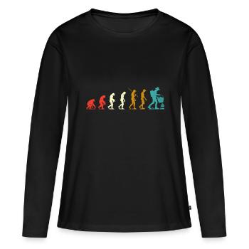 Evolution chercheurs de morilles - T-shirt manches longues Premium bio Femme - noir - Devant - Julia (174cm)