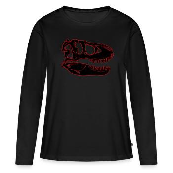 Crâne fossile de Tarbosaurus - T-shirt manches longues Premium bio Femme - noir - Devant - Julia (174cm)