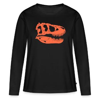 Crâne fossile de Tarbosaurus - T-shirt manches longues Premium bio Femme - noir - Devant - Julia (174cm)