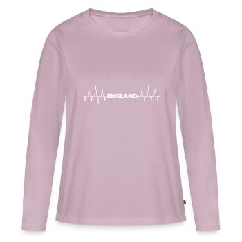 Fréquence Angleterre - T-shirt manches longues Premium bio Femme - rose poudré - Devant - Julia (174cm)