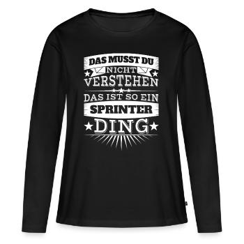 Sprinter Ding - Frauen Premium Bio Langarmshirt - Schwarz - Vorne - Julia (174cm)