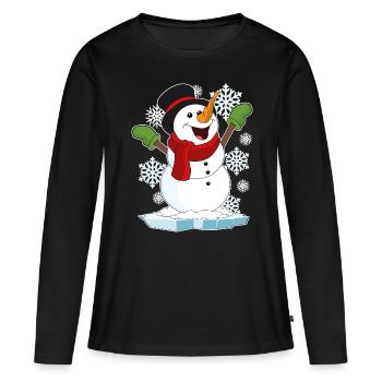 Schneemann - Frauen Premium Bio Langarmshirt - Schwarz - Vorne - Julia (174cm)