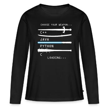 programmation - T-shirt manches longues Premium bio Femme - noir - Devant - Julia (174cm)