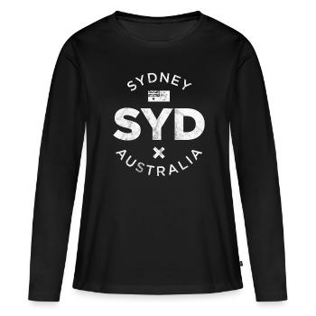 SYD, Sydney Australie - T-shirt manches longues Premium bio Femme - noir - Devant - Julia (174cm)