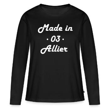 Made in Allier - T-shirt manches longues Premium bio Femme - noir - Devant - Julia (174cm)