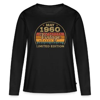 Mai Geschenk Mai 1960 Jubiläum Mai 1960 May 1960 - Frauen Premium Bio Langarmshirt - Schwarz - Vorne - Julia (174cm)