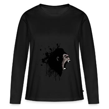Gorilla roars gift - Women's Premium Organic Long Sleeve Shirt - black - Front - Julia (174cm)