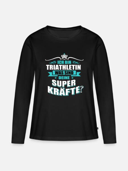 TRIATHLETIN -Superkräfte GESCHENK - Frauen Premium Bio Langarmshirt - Schwarz