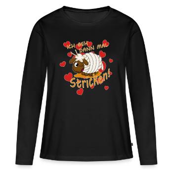 Ich geh dann mal stricken Schaf - Frauen Premium Bio Langarmshirt - Schwarz - Vorne - Julia (174cm)