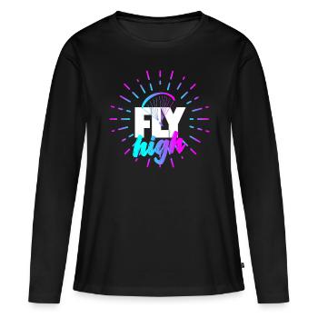 FLY high 2 - Frauen Premium Bio Langarmshirt - Schwarz - Vorne - Julia (174cm)