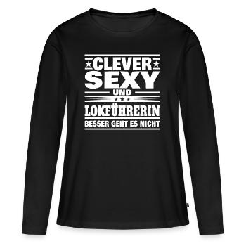 Clever Lokführerin - Frauen Premium Bio Langarmshirt - Schwarz - Vorne - Julia (174cm)
