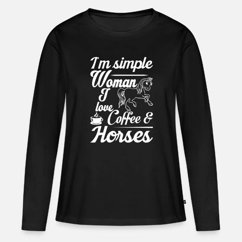 Kaffee Pferde Pferd - Frauen Premium Bio Langarmshirt - Schwarz