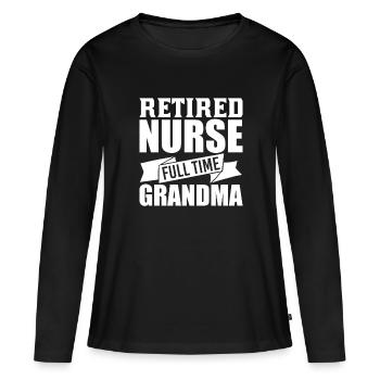 Oma Krankenschwester - Frauen Premium Bio Langarmshirt - Schwarz - Vorne - Julia (174cm)