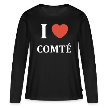 i love comté - T-shirt manches longues Premium bio Femme - noir - Devant - Julia (174cm)