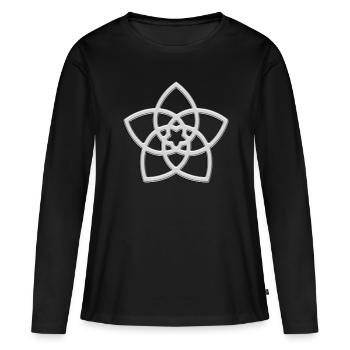 Fleur de Vénus Nombre d’Or Spiritualité Astronomie - T-shirt manches longues Premium bio Femme - noir - Devant - Julia (174cm)