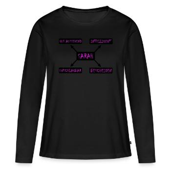 Sarah cadeau pour Sarah - T-shirt manches longues Premium bio Femme - noir - Devant - Julia (174cm)