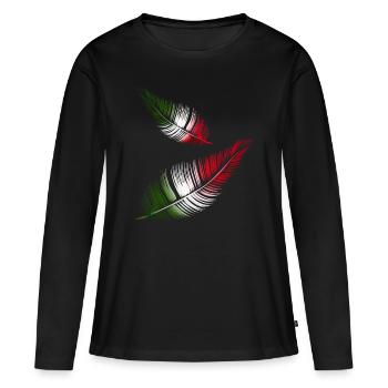 plumes italiennes en rouge blanc et vert - T-shirt manches longues Premium bio Femme - noir - Devant - Julia (174cm)