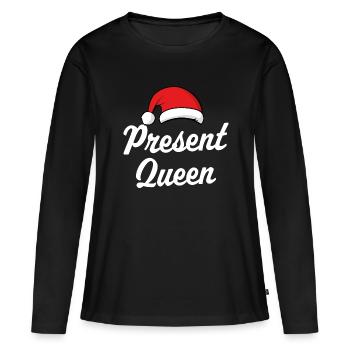 Reine actuelle - T-shirt manches longues Premium bio Femme - noir - Devant - Julia (174cm)