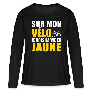 Vélo Cadeau Humour velo vélos velos - T-shirt manches longues Premium bio Femme - noir - Devant - Julia (174cm)