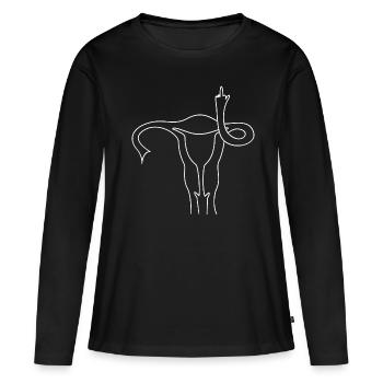 Utérus du majeur. - T-shirt manches longues Premium bio Femme - noir - Devant - Julia (174cm)