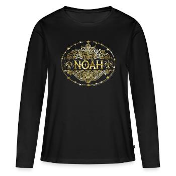 Noah - Frauen Premium Bio Langarmshirt - Schwarz - Vorne - Julia (174cm)