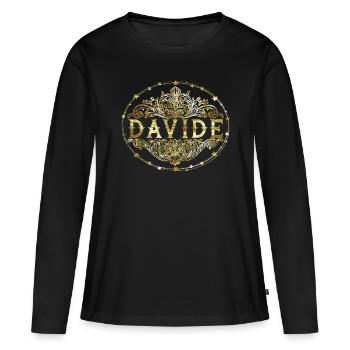 David - Frauen Premium Bio Langarmshirt - Schwarz - Vorne - Julia (174cm)