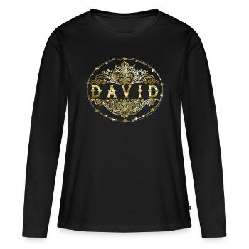David - Frauen Premium Bio Langarmshirt - Schwarz - Vorne - Julia (174cm)