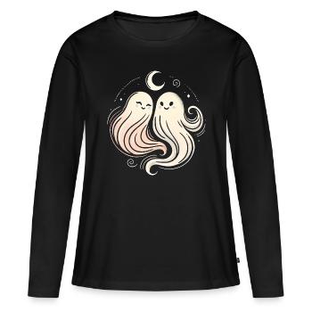 Duo fantomatique dans des tourbillons au clair de lune - T-shirt manches longues Premium bio Femme - noir - Devant - Julia (174cm)