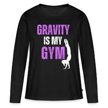 La gravité est mon cadeau de gymnastique suédoise - T-shirt manches longues Premium bio Femme - noir - Devant - Julia (174cm)