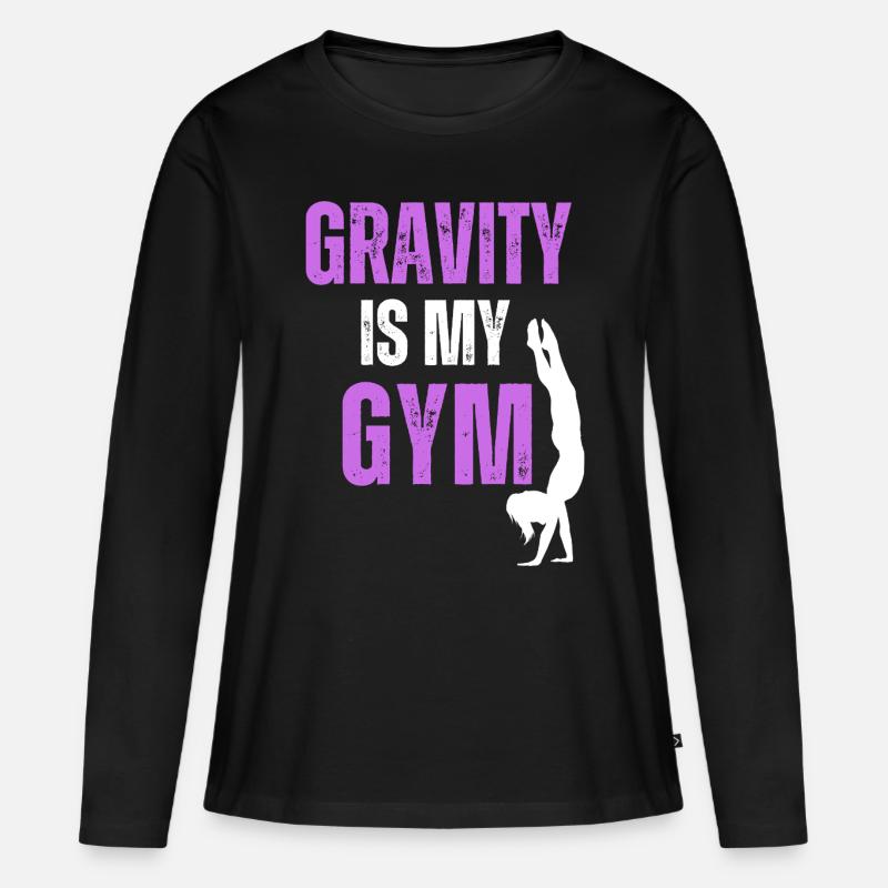Gravity is my Gym Calisthenics Geschenk - Frauen Premium Bio Langarmshirt - Schwarz