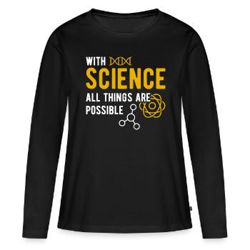 science - T-shirt manches longues Premium bio Femme - noir - Devant - Julia (174cm)