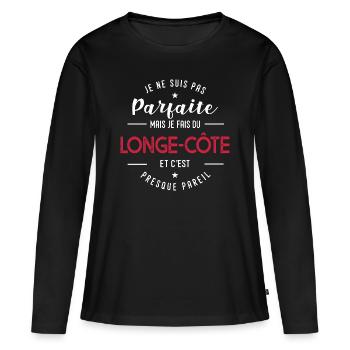 pas parfaite Longe-côte cadeau humour femme marche - T-shirt manches longues Premium bio Femme - noir - Devant - Julia (174cm)