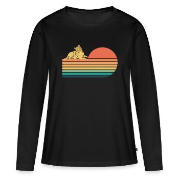 Bombay Cat Retro Vintage - T-shirt manches longues Premium bio Femme - noir - Devant - Julia (174cm)
